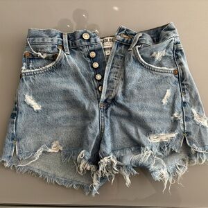 AGOLDE distressed Jean shorts light wash